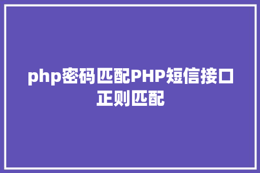 php密码匹配PHP短信接口正则匹配 SQL