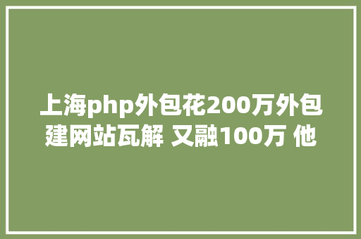 上海php外包花200万外包建网站瓦解 又融100万 他自建集装箱查询体系 PV24万