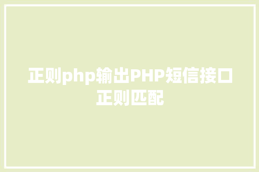 正则php输出PHP短信接口正则匹配 CSS