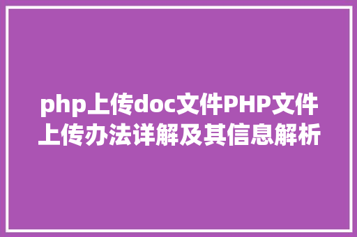 php上传doc文件PHP文件上传办法详解及其信息解析附视频 JavaScript