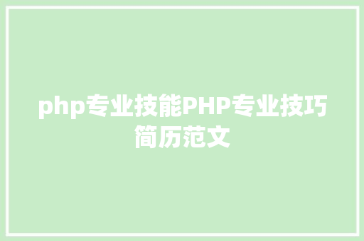 php专业技能PHP专业技巧简历范文 CSS