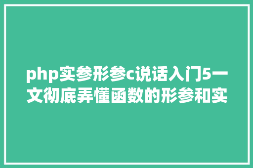 php实参形参c说话入门5一文彻底弄懂函数的形参和实参再也不晕了