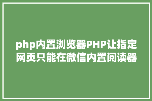 php内置浏览器PHP让指定网页只能在微信内置阅读器打开 附代码 Vue.js