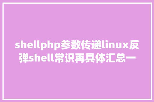 shellphp参数传递linux反弹shell常识再具体汇总一下