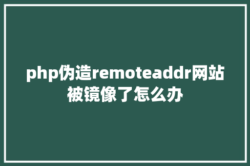 php伪造remoteaddr网站被镜像了怎么办 Docker