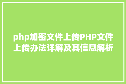 php加密文件上传PHP文件上传办法详解及其信息解析附视频 Webpack