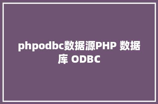 phpodbc数据源PHP 数据库 ODBC