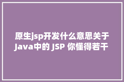 原生jsp开发什么意思关于Java中的 JSP 你懂得若干