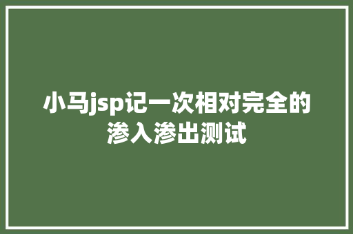 小马jsp记一次相对完全的渗入渗出测试