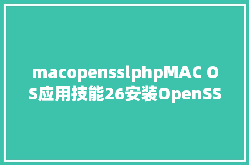 macopensslphpMAC OS应用技能26安装OpenSSL