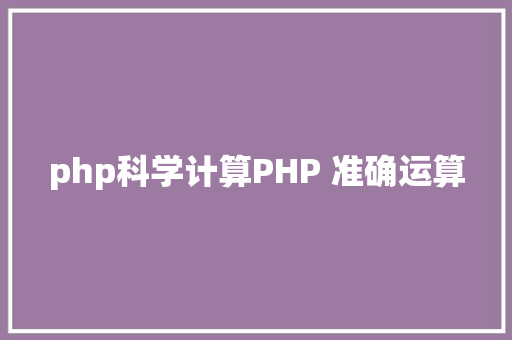 php科学计算PHP 准确运算 JavaScript