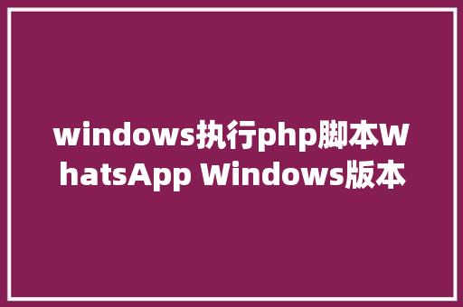 windows执行php脚本WhatsApp Windows版本点击文件会直接履行Python和PHP剧本