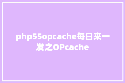 php55opcache每日来一发之OPcache