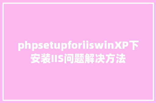 phpsetupforiiswinXP下安装IIS问题解决方法 GraphQL