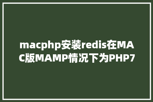 macphp安装redis在MAC版MAMP情况下为PHP7x安装redis扩大的进程 Docker