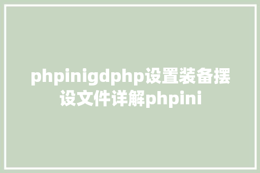 phpinigdphp设置装备摆设文件详解phpini Webpack