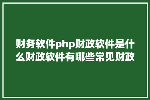 财务软件php财政软件是什么财政软件有哪些常见财政软件清点介绍