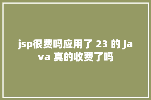 jsp很费吗应用了 23 的 Java 真的收费了吗 PHP