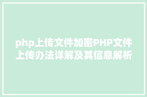 php上传文件加密PHP文件上传办法详解及其信息解析附视频 Webpack