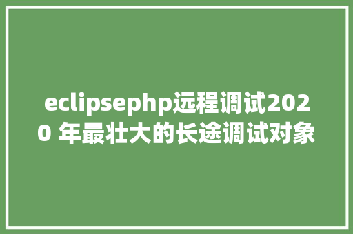 eclipsephp远程调试2020 年最壮大的长途调试对象 Webpack