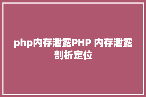 php内存泄露PHP 内存泄露剖析定位 Node.js