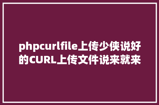 phpcurlfile上传少侠说好的CURL上传文件说来就来