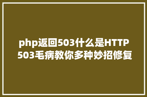 php返回503什么是HTTP 503毛病教你多种妙招修复它 Webpack