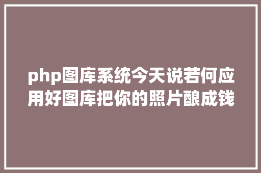 php图库系统今天说若何应用好图库把你的照片酿成钱