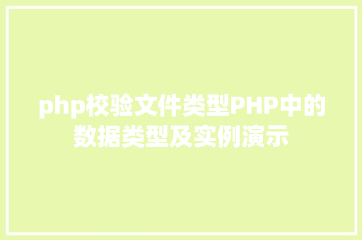 php校验文件类型PHP中的数据类型及实例演示 PHP