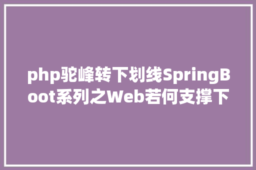 php驼峰转下划线SpringBoot系列之Web若何支撑下划线驼峰互转的传介入返回