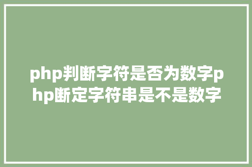 php判断字符是否为数字php断定字符串是不是数字 CSS