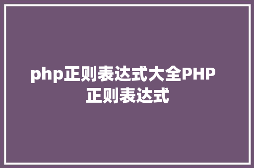 php正则表达式大全PHP  正则表达式 Docker