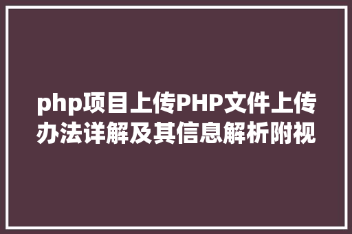 php项目上传PHP文件上传办法详解及其信息解析附视频