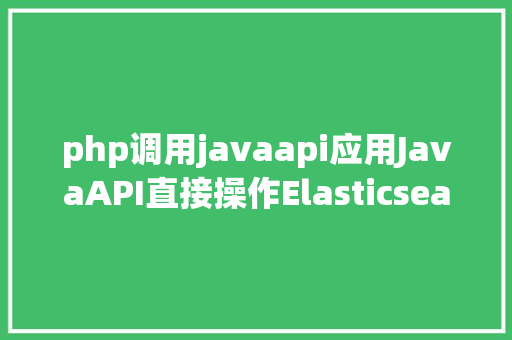 php调用javaapi应用JavaAPI直接操作Elasticsearch Vue.js