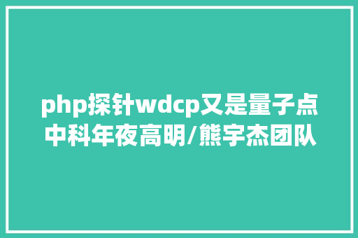 php探针wdcp又是量子点中科年夜高明/熊宇杰团队重磅Nature子刊