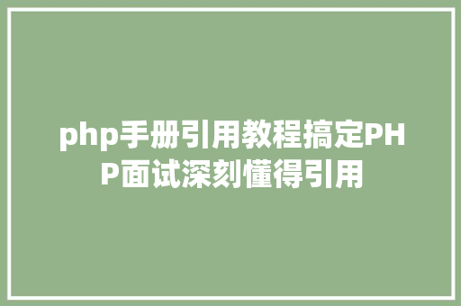 php手册引用教程搞定PHP面试深刻懂得引用 GraphQL