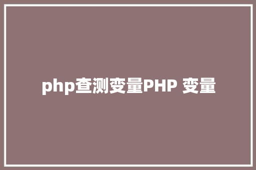 php查测变量PHP 变量 Python