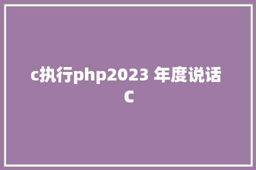 c执行php2023 年度说话 C