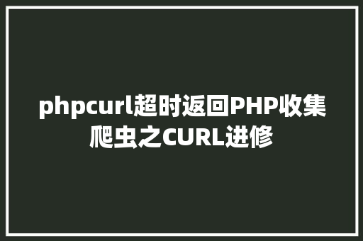 phpcurl超时返回PHP收集爬虫之CURL进修 Vue.js