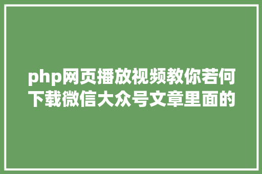 php网页播放视频教你若何下载微信大众号文章里面的视频 Vue.js