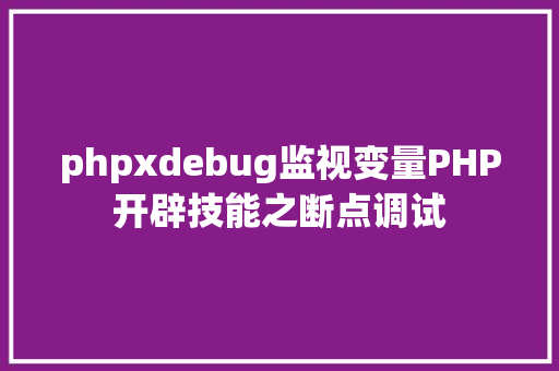 phpxdebug监视变量PHP开辟技能之断点调试 React