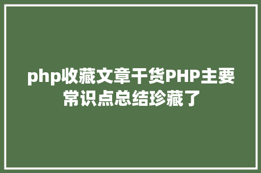 php收藏文章干货PHP主要常识点总结珍藏了 Webpack