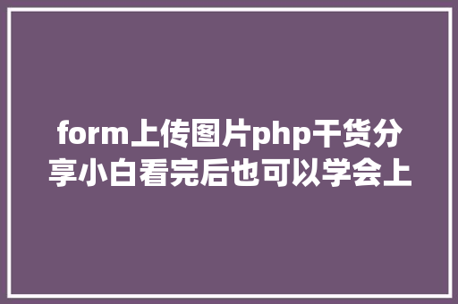 form上传图片php干货分享小白看完后也可以学会上传图片不再求人 HTML