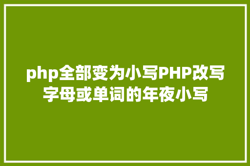 php全部变为小写PHP改写字母或单词的年夜小写 NoSQL