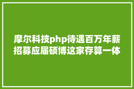 摩尔科技php待遇百万年薪招募应届硕博这家存算一体独角兽用人才加快AI家当共振