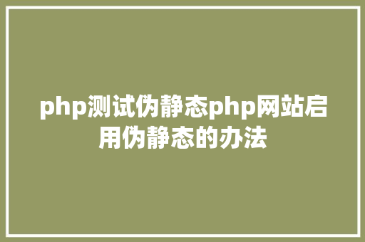 php测试伪静态php网站启用伪静态的办法 NoSQL