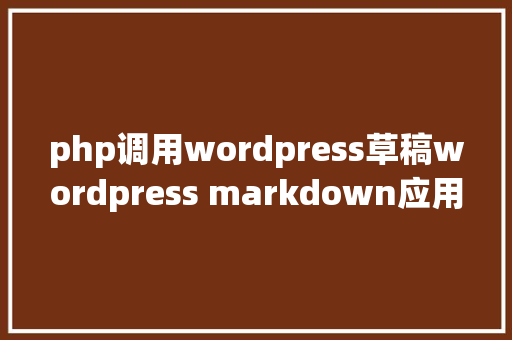 php调用wordpress草稿wordpress markdown应用办法