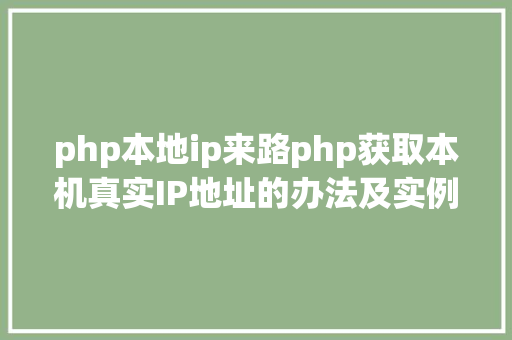 php本地ip来路php获取本机真实IP地址的办法及实例代码 Angular