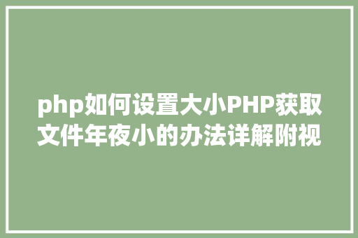 php如何设置大小PHP获取文件年夜小的办法详解附视频 Angular