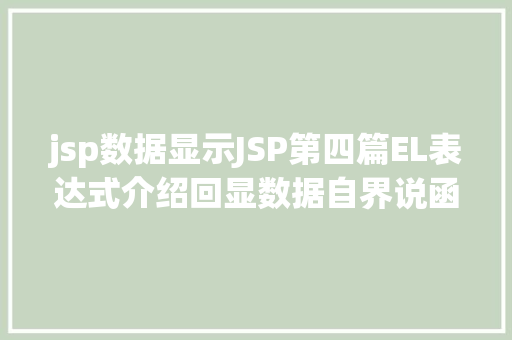 jsp数据显示JSP第四篇EL表达式介绍回显数据自界说函数fn办法库等